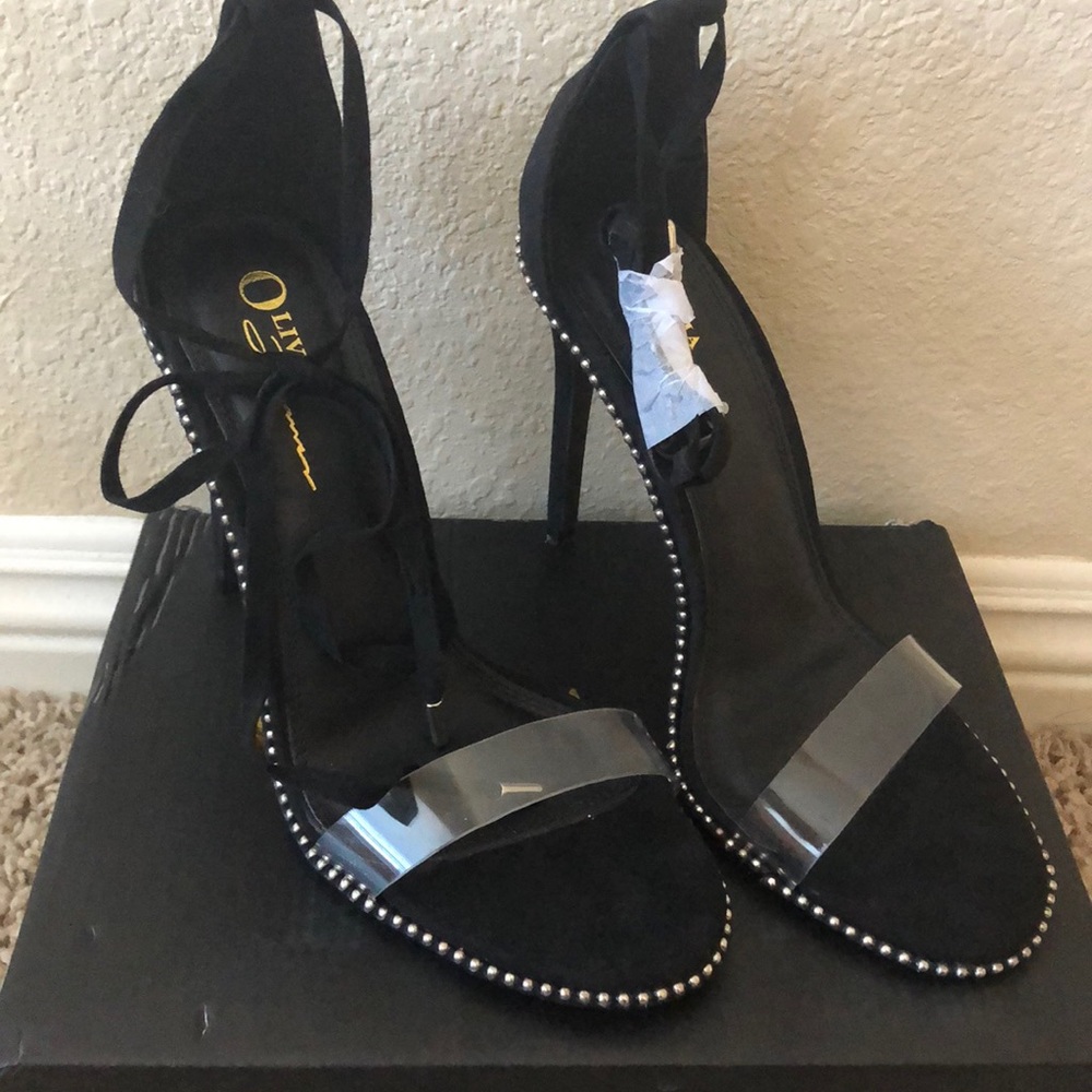 Black ankle strap heels